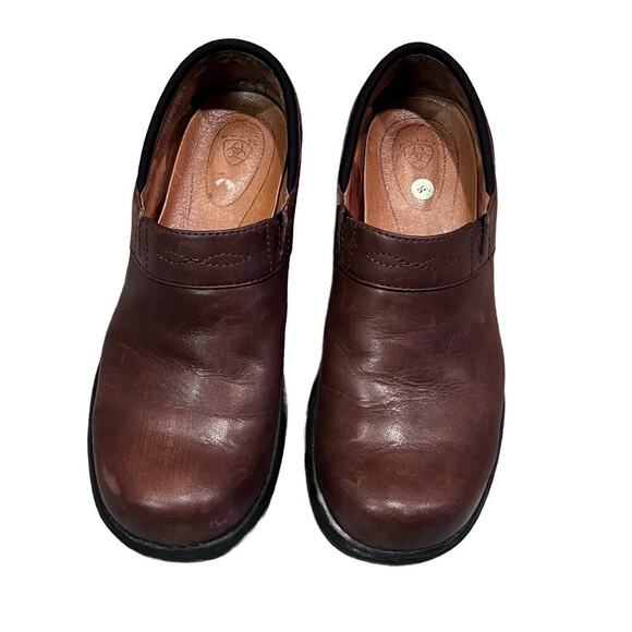 ARIAT: Santa Cruz Brown Leather Clogs Size 8 B - Picture 4 of 8